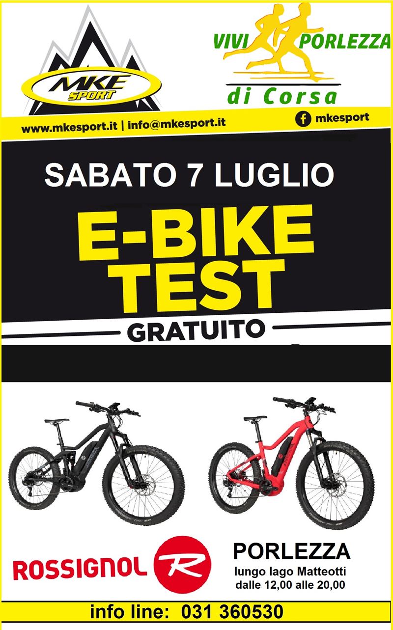 volantino test e bike rossignol mke sport 7 luglio porlezza 2018